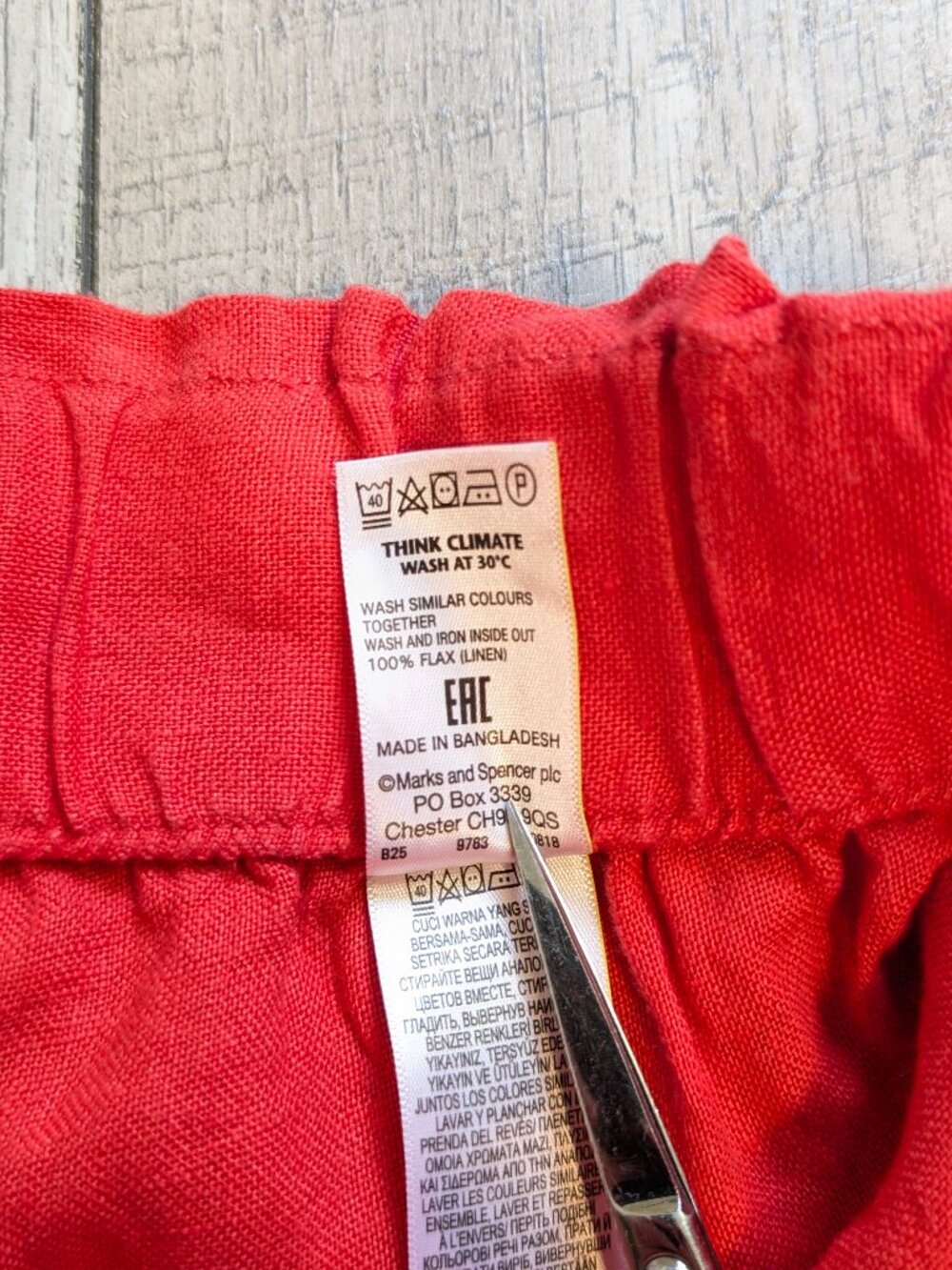 100% Linen Palazzo Cropped Wide Leg Red Pants 12 Lagenlook Resort Coastal EUC - Picture 10 of 14